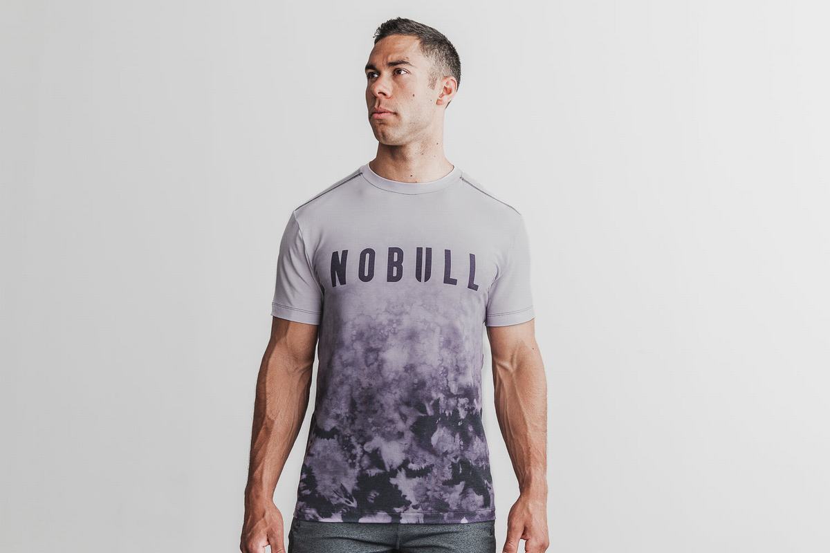 Nobull Dip-Dye Men\'s T Shirts Purple | Australia (KU9063)